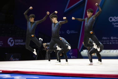 Último día del Mundial de GImnasia Aeróbica en el Navarra Arena con las finales y los podios