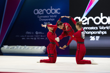 Último día del Mundial de GImnasia Aeróbica en el Navarra Arena con las finales y los podios