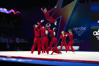 Último día del Mundial de GImnasia Aeróbica en el Navarra Arena con las finales y los podios