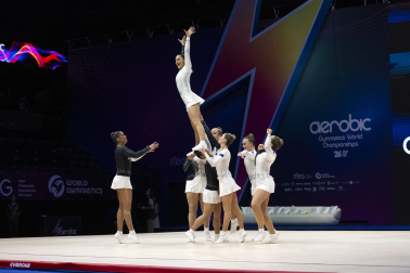Último día del Mundial de GImnasia Aeróbica en el Navarra Arena con las finales y los podios