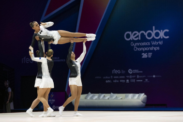 Último día del Mundial de GImnasia Aeróbica en el Navarra Arena con las finales y los podios