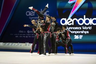 Último día del Mundial de GImnasia Aeróbica en el Navarra Arena con las finales y los podios