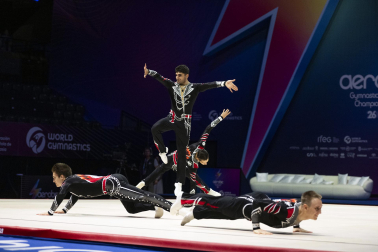 Último día del Mundial de GImnasia Aeróbica en el Navarra Arena con las finales y los podios