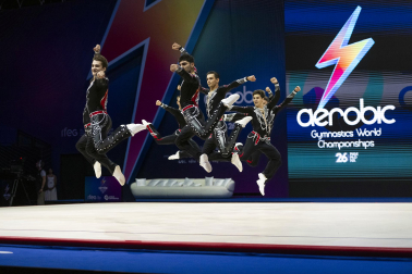 Último día del Mundial de GImnasia Aeróbica en el Navarra Arena con las finales y los podios