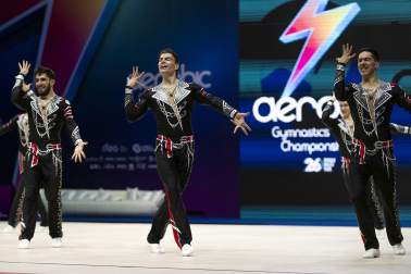 Último día del Mundial de GImnasia Aeróbica en el Navarra Arena con las finales y los podios