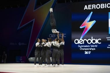 Último día del Mundial de GImnasia Aeróbica en el Navarra Arena con las finales y los podios