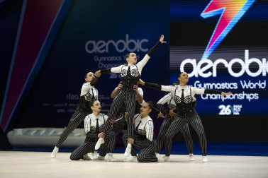 Último día del Mundial de GImnasia Aeróbica en el Navarra Arena con las finales y los podios