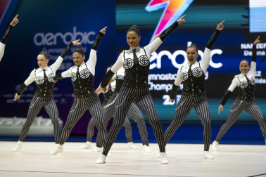 Último día del Mundial de GImnasia Aeróbica en el Navarra Arena con las finales y los podios