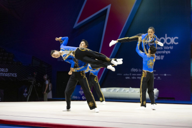Último día del Mundial de GImnasia Aeróbica en el Navarra Arena con las finales y los podios
