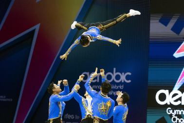 Último día del Mundial de GImnasia Aeróbica en el Navarra Arena con las finales y los podios