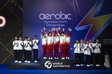Último día del Mundial de GImnasia Aeróbica en el Navarra Arena con las finales y los podios