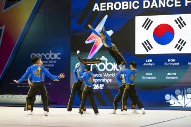 Último día del Mundial de GImnasia Aeróbica en el Navarra Arena con las finales y los podios