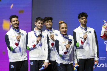 Último día del Mundial de GImnasia Aeróbica en el Navarra Arena con las finales y los podios
