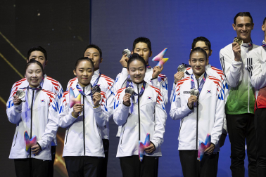 Último día del Mundial de GImnasia Aeróbica en el Navarra Arena con las finales y los podios