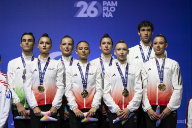 Último día del Mundial de GImnasia Aeróbica en el Navarra Arena con las finales y los podios