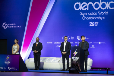 Último día del Mundial de GImnasia Aeróbica en el Navarra Arena con las finales y los podios