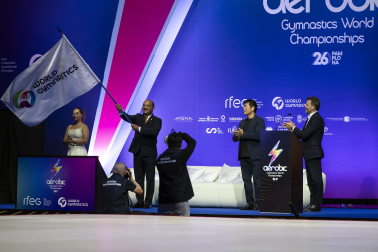 Último día del Mundial de GImnasia Aeróbica en el Navarra Arena con las finales y los podios