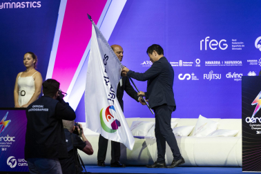 Último día del Mundial de GImnasia Aeróbica en el Navarra Arena con las finales y los podios