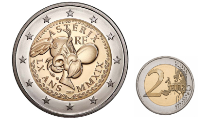 Moneda de Astérix acuñada por Francia en 2019