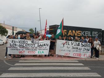 Protesta de trabajadores del sector del vino