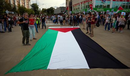 Manifestación a favor de Palestina por las calles de Pamplona