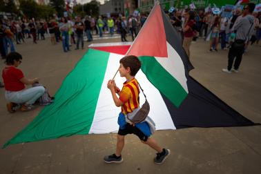 Manifestación a favor de Palestina por las calles de Pamplona