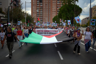 Manifestación a favor de Palestina por las calles de Pamplona