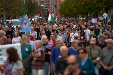 Manifestación a favor de Palestina por las calles de Pamplona