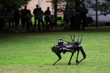 Ejercicios de la Policía Nacional en la Ciudadela de Pamplona este martes, 6 de octubre
