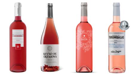 De izda a dcha, Inurrieta Mediodía, Reyno de Artajona Rosado, Palacio de Sada Rosado Garnacha y Turumbalas Rosado 2025