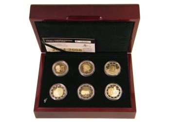 Estuche con las 6 primeras monedas conmemorativas de 2 euros acuñadas por Luxemburgo