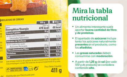 Tabla nutricional al detalle