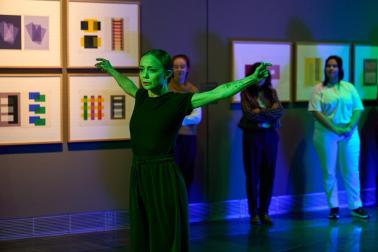 Fotos del pase gráfico de la pieza 'Resonancias' en el Museo Universidad de Navarra