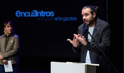 Un momento de la intervención de Txema Burgaleta