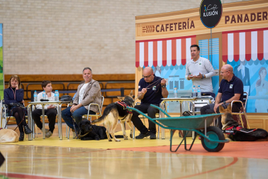 Fundación ONCE organizó en el pabellón de la UPNA una exhibición de perros guía
