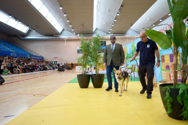 Fundación ONCE organizó en el pabellón de la UPNA una exhibición de perros guía