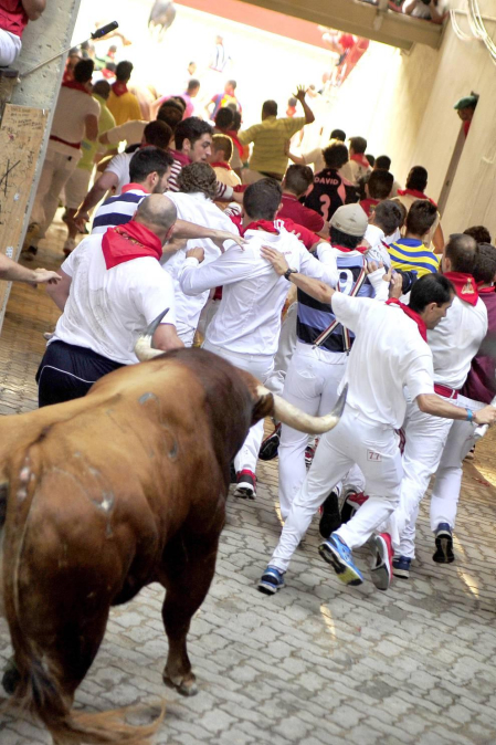 Un encierro masivo y sin cornadas en el domingo de Sanfermines