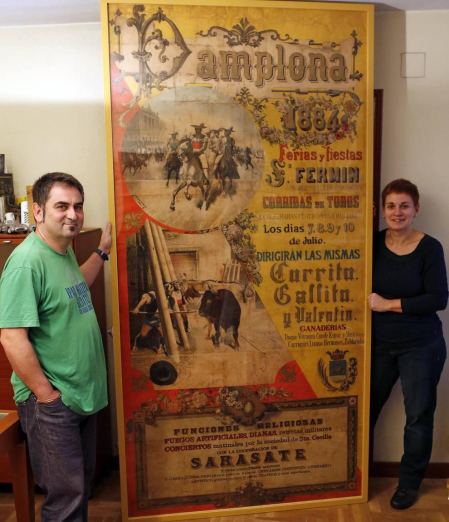 Paso a paso de la restauración del cartel de San Fermín de 1884