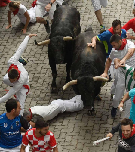 Imágenes del cuarto encierro de San Fermín de Pamplona