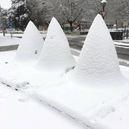 Estampas de todos los rincones de Navarra bajo el manto blanco caído el último día de febrero.