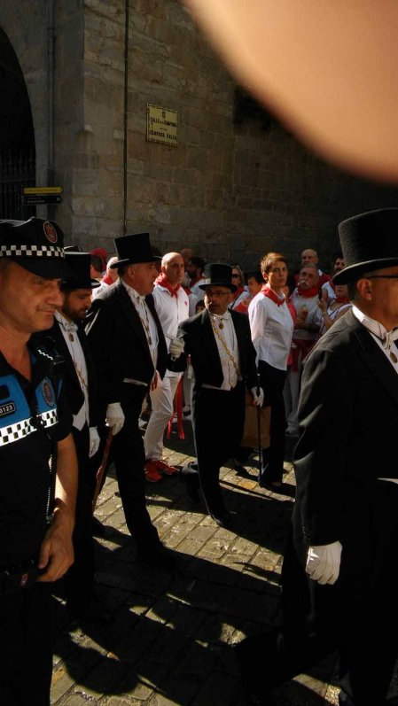 Imágenes de la procesión de San Fermín por las calles de Pamplona, el 7 de julio de 2018.