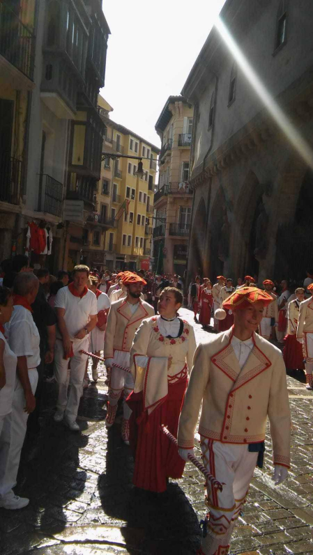 Imágenes de la procesión de San Fermín por las calles de Pamplona, el 7 de julio de 2018.