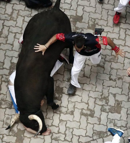 Imágenes del séptimo encierro de los Sanfermines de 2018, con toros de la ganadería Jandilla.