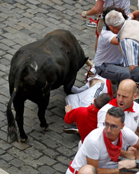 Imágenes del séptimo encierro de los Sanfermines de 2018, con toros de la ganadería Jandilla.