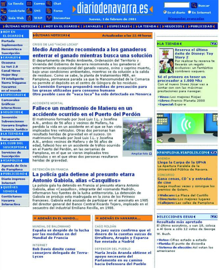 Así ha cambiado la web de Diario de Navarra desde su nacimiento en 1998.