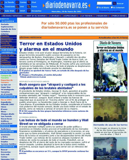 Así ha cambiado la web de Diario de Navarra desde su nacimiento en 1998.