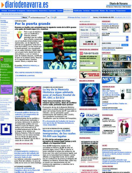 Así ha cambiado la web de Diario de Navarra desde su nacimiento en 1998.