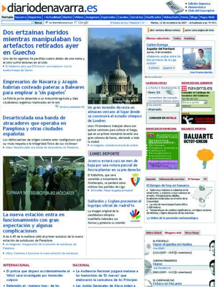 Así ha cambiado la web de Diario de Navarra desde su nacimiento en 1998.