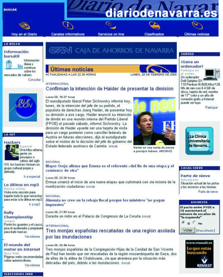 Así ha cambiado la web de Diario de Navarra desde su nacimiento en 1998.
