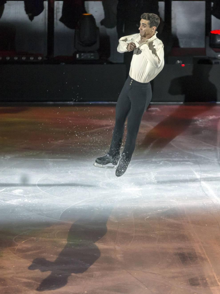El patinador español Javier Fernández protagonizó la puesta en escena del espectáculo en la reconvertida pista del pabellón navarro.
